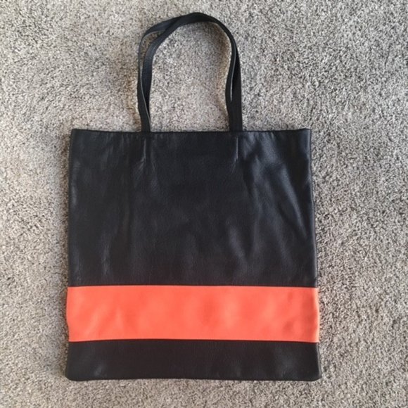 NWT Club Monaco Laura Tote - Navy Blue + Orange - Picture 2 of 7